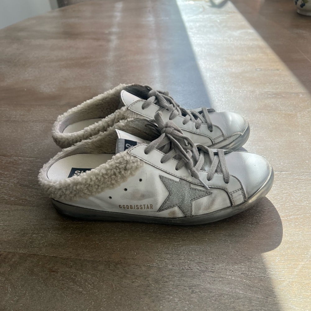 Golden Goose White and Gray Sneakers